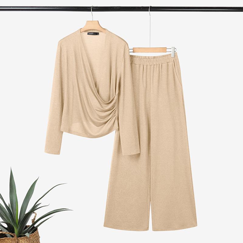 ZANZEA Women Long Sleeve Blouse and Pants Casual Autumn Two Piece Sets