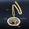Fashion Tree of Life Stainless Steel Necklace Gold Color Crystal Pendant Necklaces Elegant Women Girl Jewelry Gifts N76S01