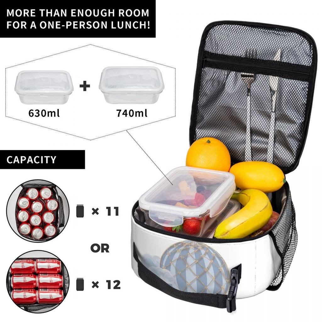 Blue Vintage Hot Air Balloon Insulated Lunch Bag for Kids School Cooler Thermal Food Box Tote Leakproof Lunch Boxes Container