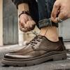 Fashion Mens Shoes New Spring and Autumn British Style Leather Shoes Mens Business Dress Big Head Cowhide Work Non Slip Casual Shoes