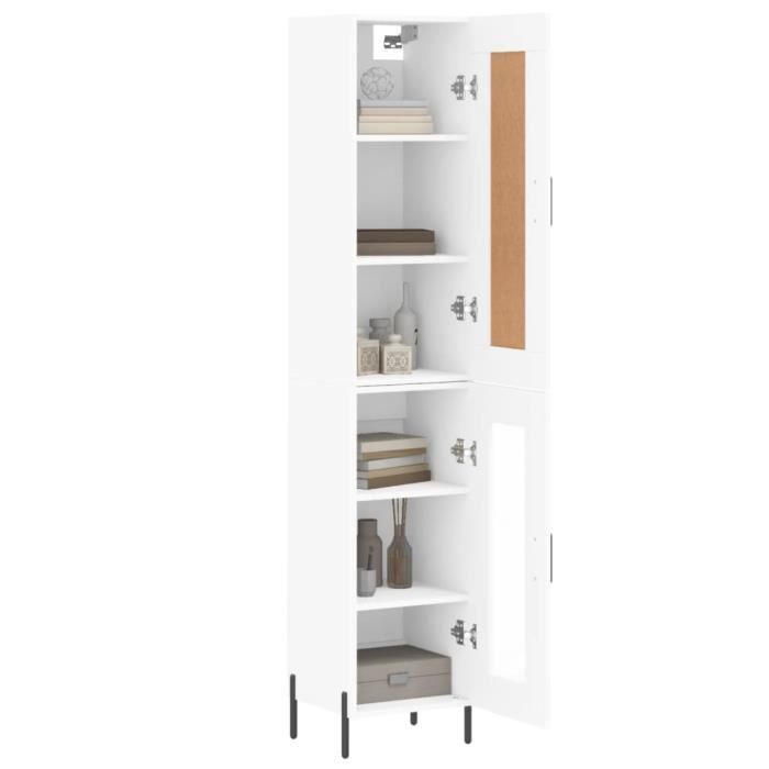 VidaXL Buffet haut Blanc 34,5x34x180 cm Bois d'ingénierie 3200393