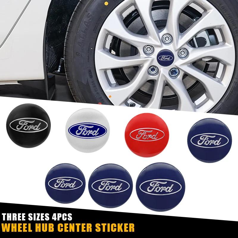 Car Sticker Hot For Ford 4Pcs 56/60/65mm Car Wheel Stickers Center Hub Cap Car Emblem Badge Decal For Ford Focus Fiesta Ranger M