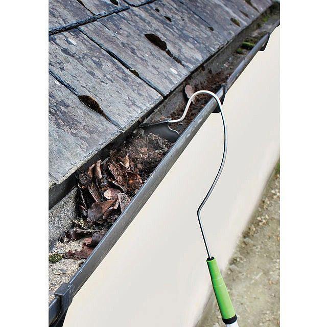 Home Garden Retractable Gutter Leaf Brush Cleaner Cleaning Tool Bag With Leaf Shovel