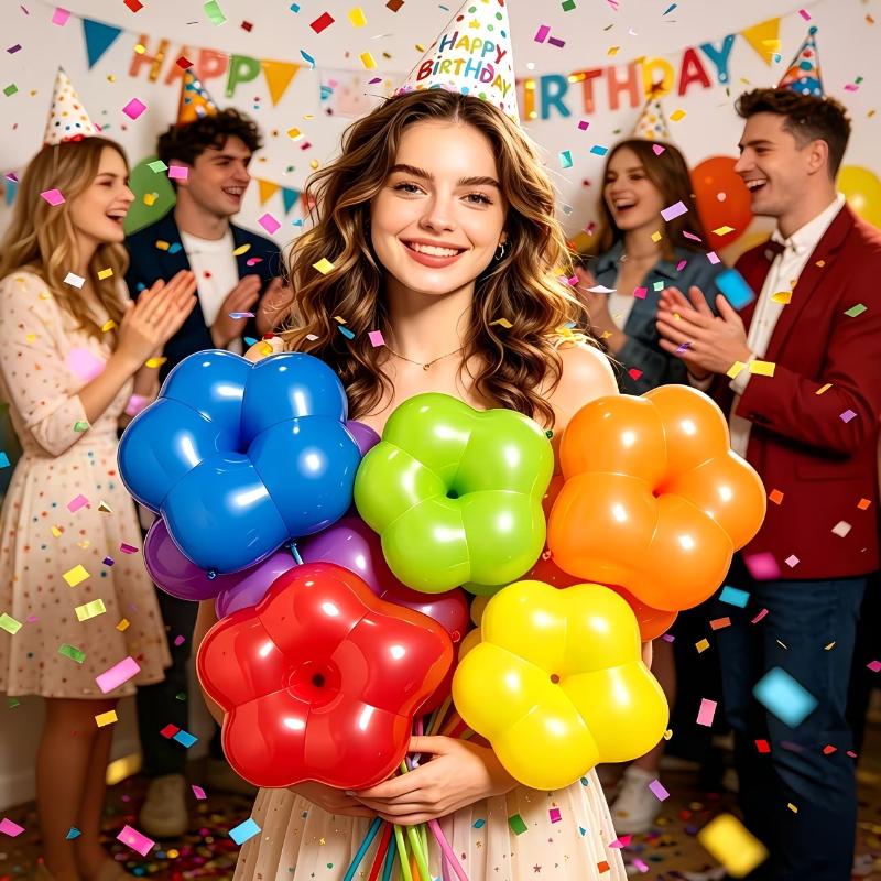 10/20/50Pcs Colorful Plum Blossom Balloons Flower Balloons, Suitable For Valentine'S Day, Birthdays, Wedding Party Decorations