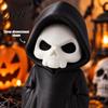 Black Robed Skeleton Statue 3D Printed Grim Reaper Figurine, Gothic Robe Statue, Halloween Decor Mini Model Toy for Desktop Decoration