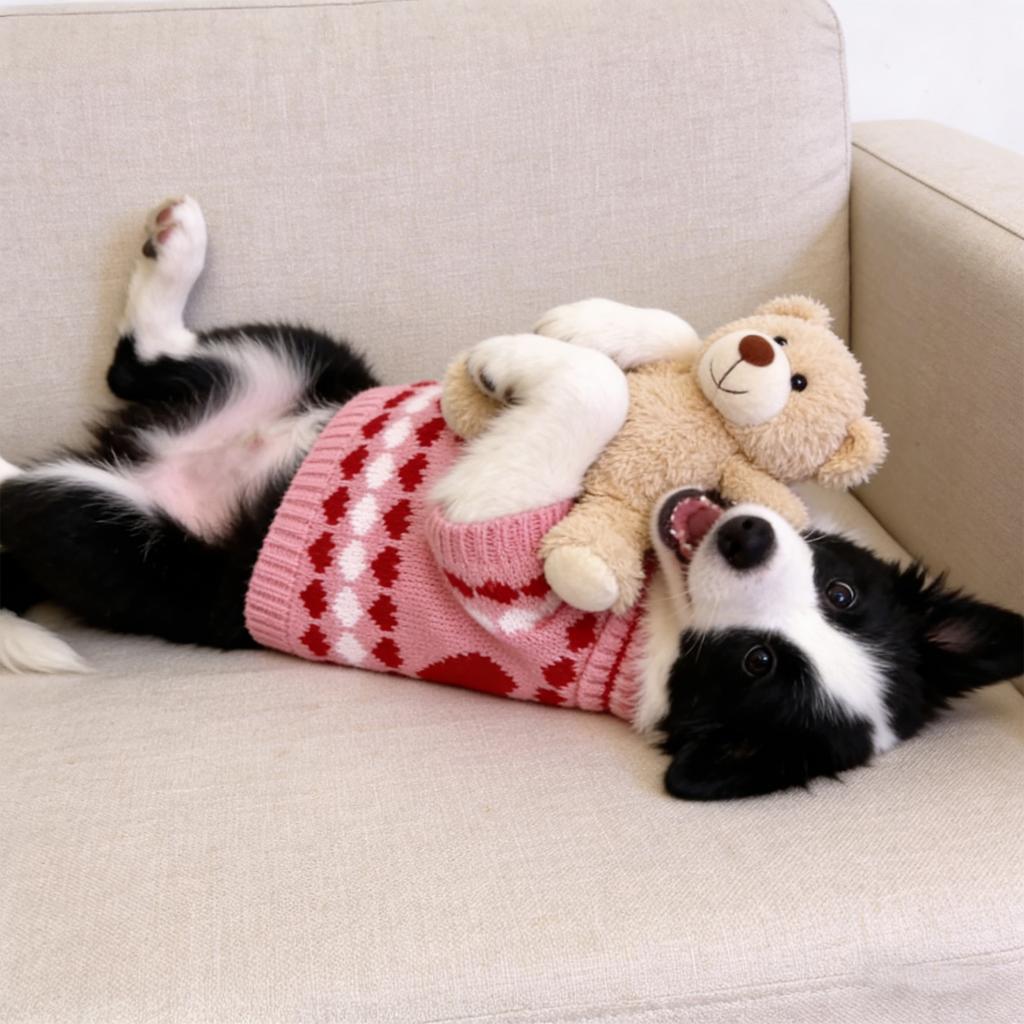 Warm Pet Knit Sweater For Dogs & Cats - Winter Cozy Clothing With Adorable Heart Pattern For Small Medium Pet