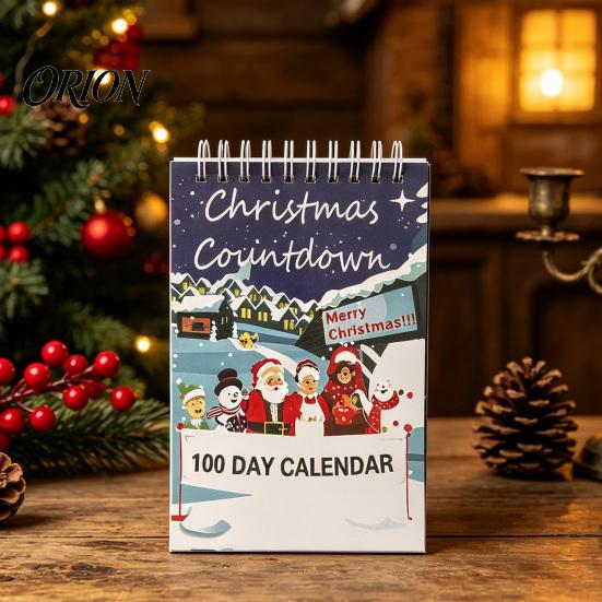 Compact Holiday Calendar 2027 Christmas Advent Countdown Calendar, 100 Days Desktop Paper Flip Desk for Home Office Decor Festive