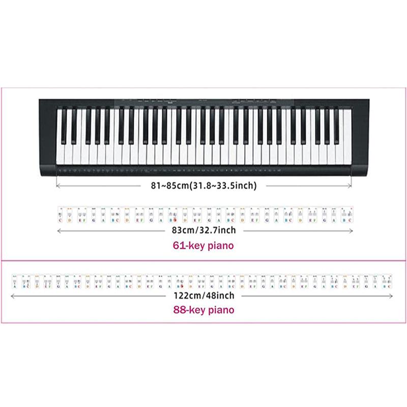 61 Keys 88 Keys Removable Piano for KEY Labels Piano Keyboard Stickers Piano Rake Notes Marker Overlay for Piano Fingering