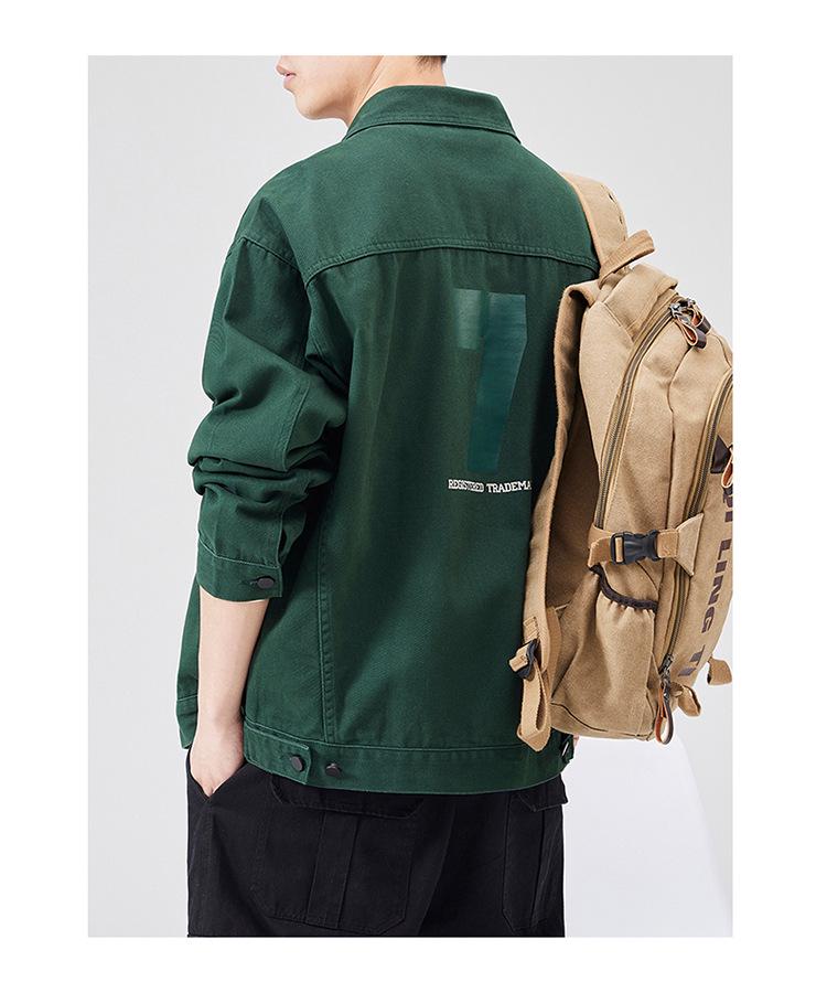 Men's Loose Fit Plus Size Khaki Denim Jacket - American Retro Spring/Autumn, Japanese Trend Brand