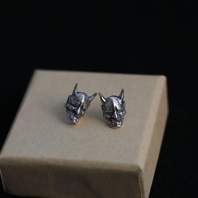 Biker Punk Schmuck Persönlichkeit Silberbeschichtet Gotischer Gehörnter Dämon Baby Ohrstecker Teufel Totenkopf Ohrstecker für Männer Frauen