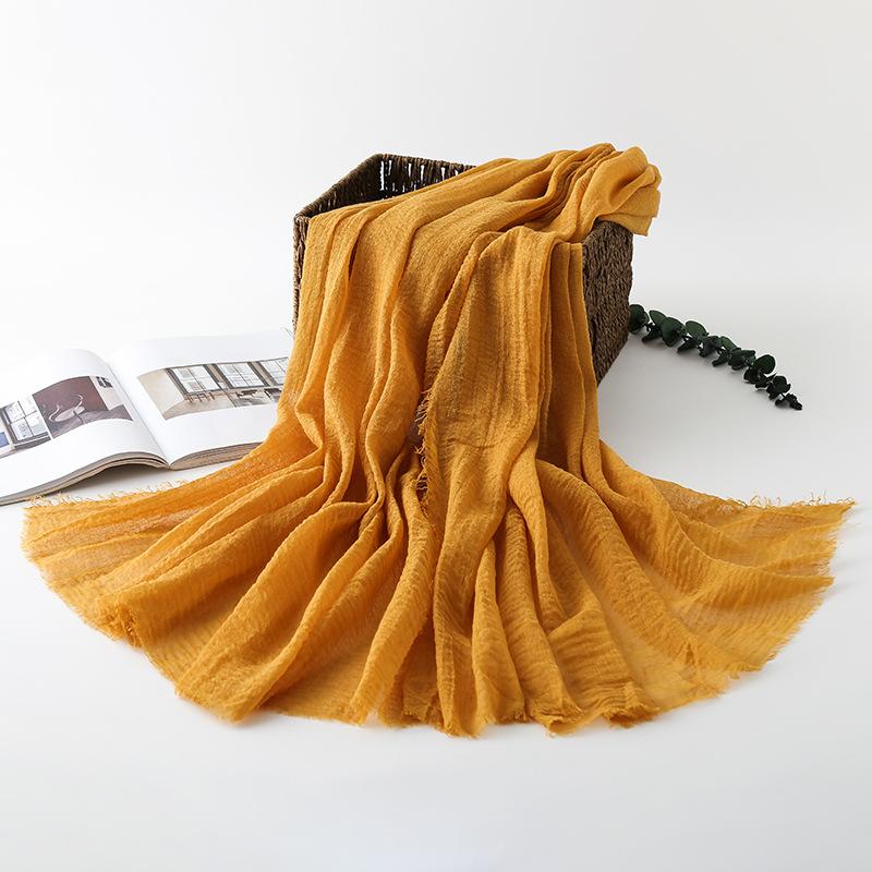 Women Cotton Linen Scarf Autumn Lady Solid Color Long Scarves Soft Thin Plain Shawl Foulard Viscose Wrap Shawls New Summer
