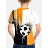 Boys' football ball printed T-shirt - & orange accents, breathable round neck short-sleeved summer top