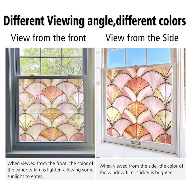 50x50cm Vintage Pattern PVC Patch Colorful Fan Shaped Film Durable Privacy Decor