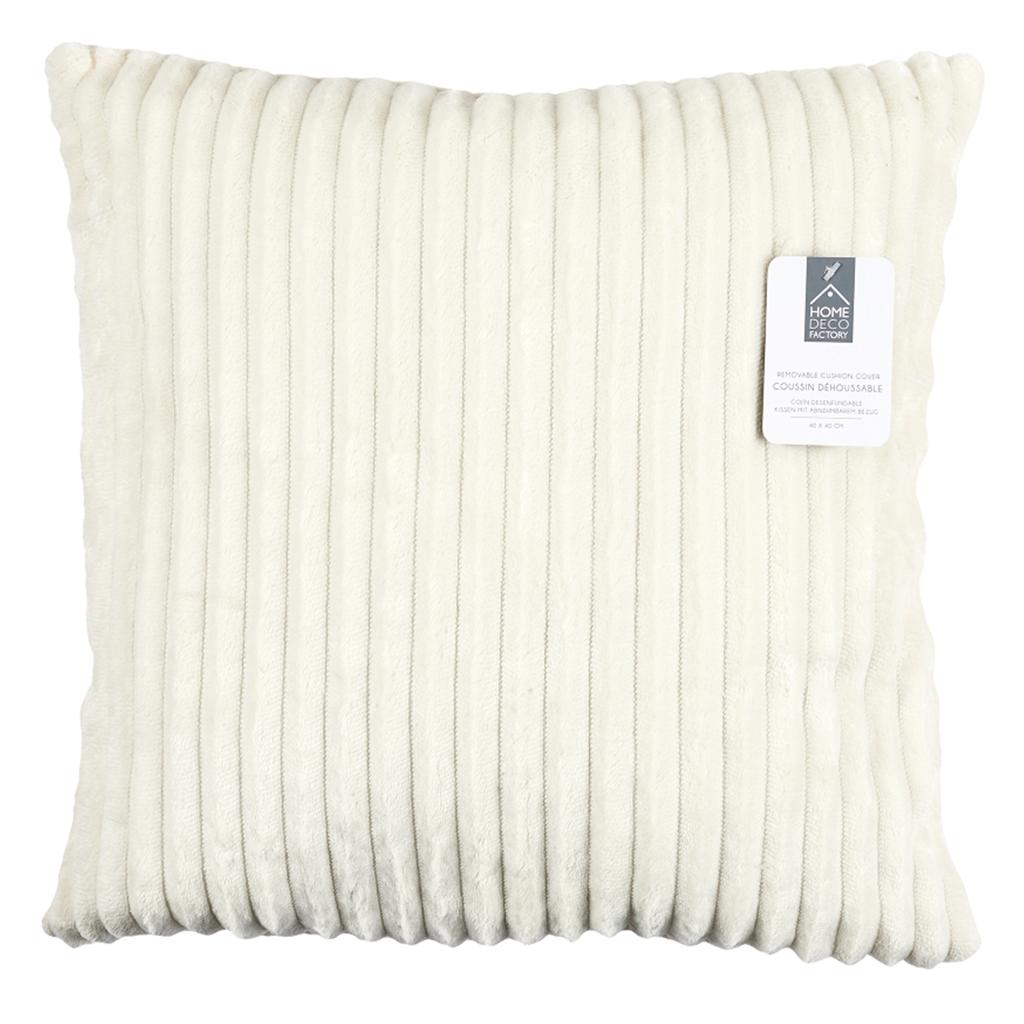 Les Trésors De Lily [A3532] - Ivory 'Scarlett' Ribbed Flannel Cushion - 40x40 Cm