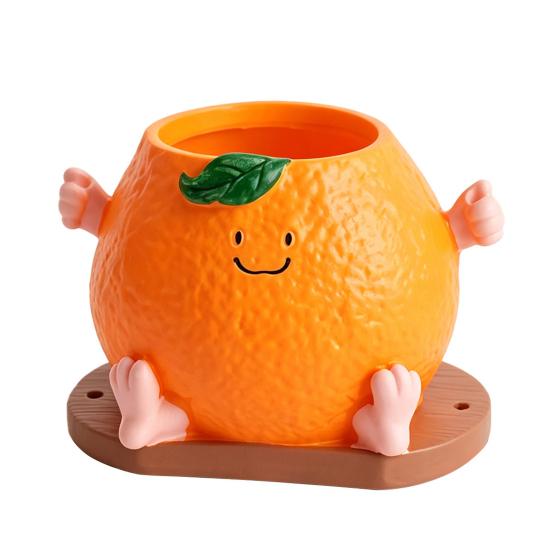 Cute Smiling Orange Succulents Planter Realistic Orange Shaped Pot