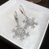 Imitating Pearls Crystal Snowflakes Earrings Silver Zircon Dangle Earrings  New Year