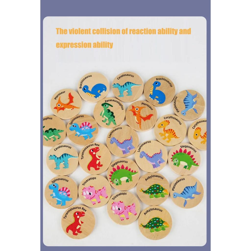 Children Wooden Toy Memory Find The Same Dinosaur Matching Jigsaw Puzzle Game Montessori Baby Educational Toys Gifts for Kids