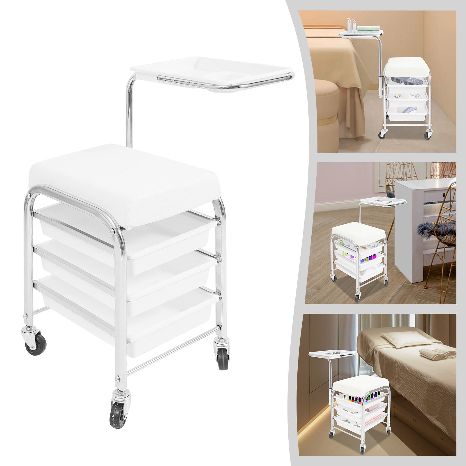 

Iron Salon Cart,White Free Standing Beauty Manicure Trolley 31*38*44cm Adjustable Height Tray for Homes,Offices белый