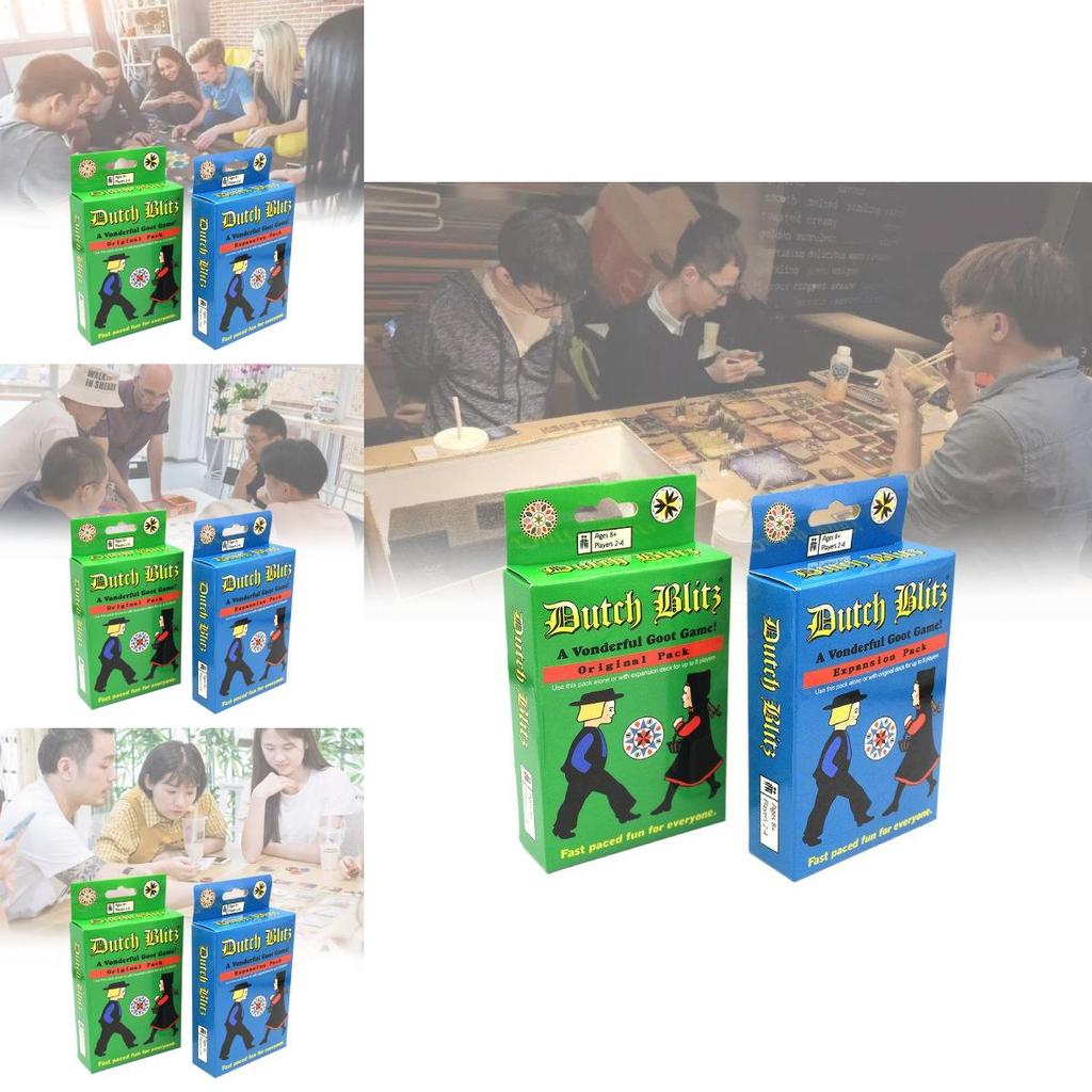 Een spannend Nederlands Blitz-kaartspel voor het hele gezin met kleurrijke kaarten in blauw en groen.