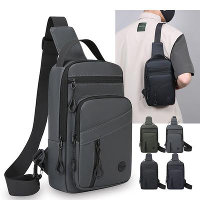 Men's Solid Color Crossbody Bag Oxford Shoulder Bag Large Capacity Chest Bag