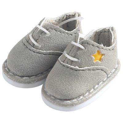 HIGHAWK Schuhe für 11cm Körper OB11 Größe Obitsu 11 Obitsu Puppe OB11 Schuhe Niedlicher Stern Obitsu Puppenschuhe für 11cm Körper (Mokassin Grau)