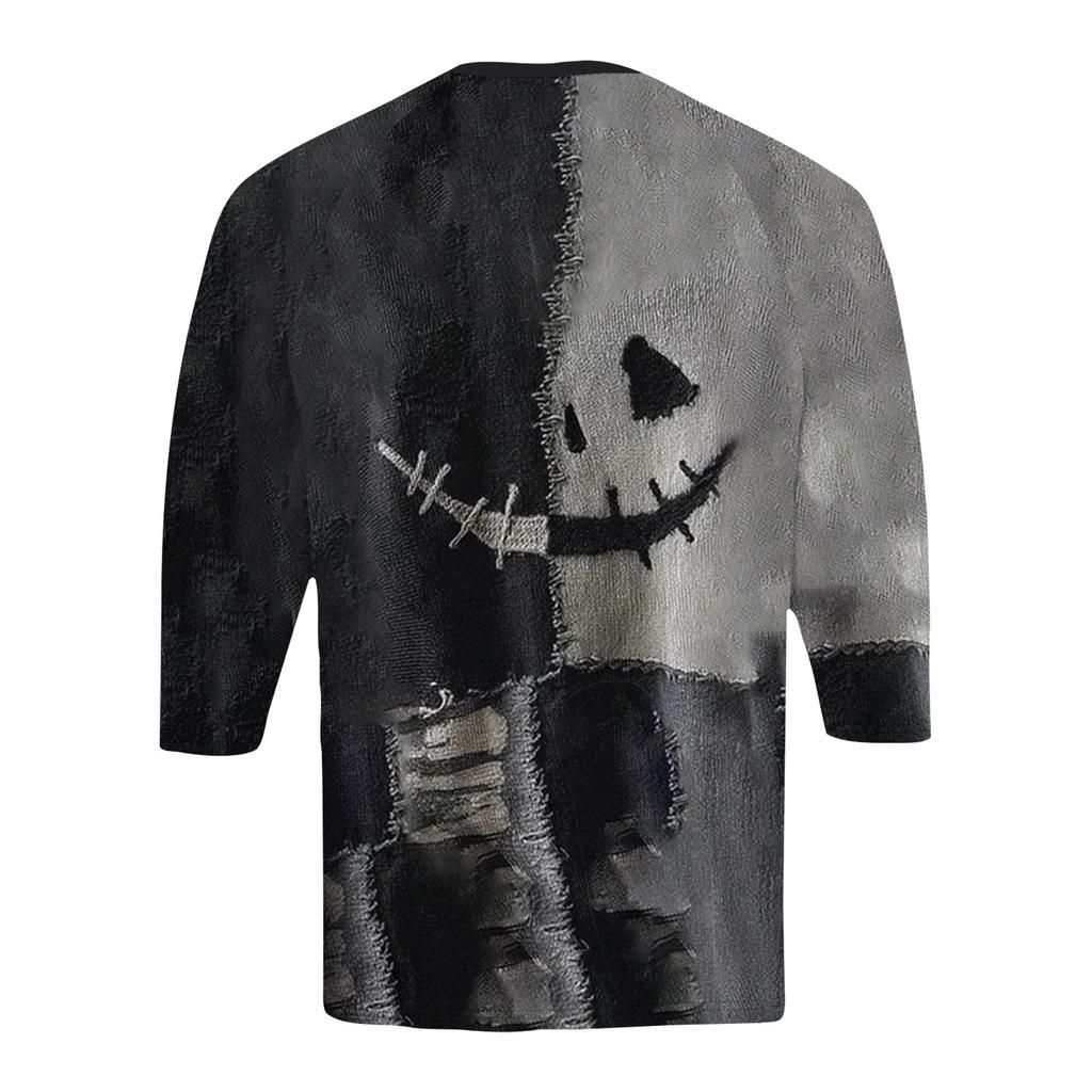Men's Halloween Printed  Collar Three-Quarter Sleeve