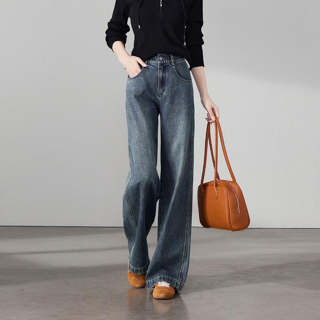 Cotton High-Waisted Wide-Leg Jeans for Women