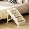 Dog Stairs, Folding, 4 Non-Slip Steps, Plastic Pet Stairs, 62 x 38 x 49.5 cm, Beige