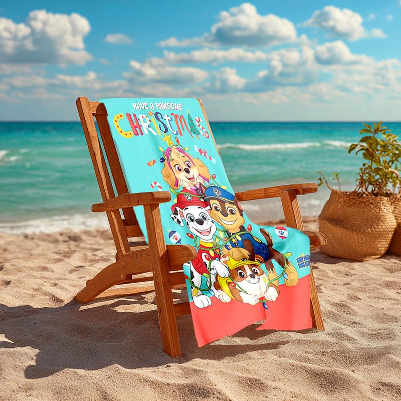 1Pc Pawsome Christmas Adventure Beach Towel Quick Dry Multiuse For Beach Pool Gym Yoga Home Travel Christmas Halloween Xmas Gift S1336