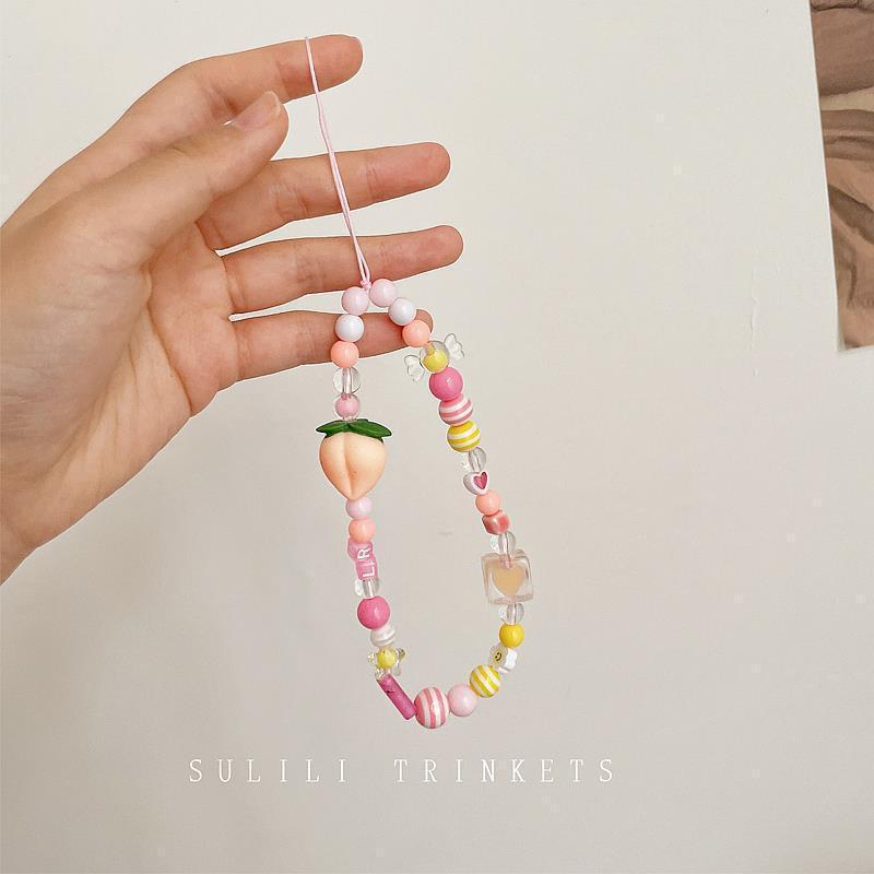 Japanese Korean Mobile Phone Lanyard DIY Beauty Personalized Cartoon Handmade Bead Girl Sweet Chain Rope