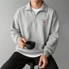 Herren-Kapuzenpullover mit halbem Reißverschluss, Einfacher und stilvoller Kapuzenpullover mit Aufdruck und Stehkragen, Lässiger Kapuzenpullover mit langem Ärmel aus Fleece und Stehkragen (Herren)