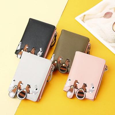 Portamonete da donna Portafogli da donna Borse a forma di cartone animato Corto Carino Piccolo Portafogli Porta carte in pelle per studenti Porta carte d'identità per ragazze Porta carte