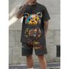 Summer New Letter Print Men's Suit Fashion Short Sleeve Shorts Suit Outdoor Street Men's Sports Shorts Daily Casual Pants