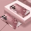 Flower Pattern Rose Golden Electroplated Pink Phone Case Cover for Samsung Galaxy S26 S25 S24 S23 S22 S21 and Other Models