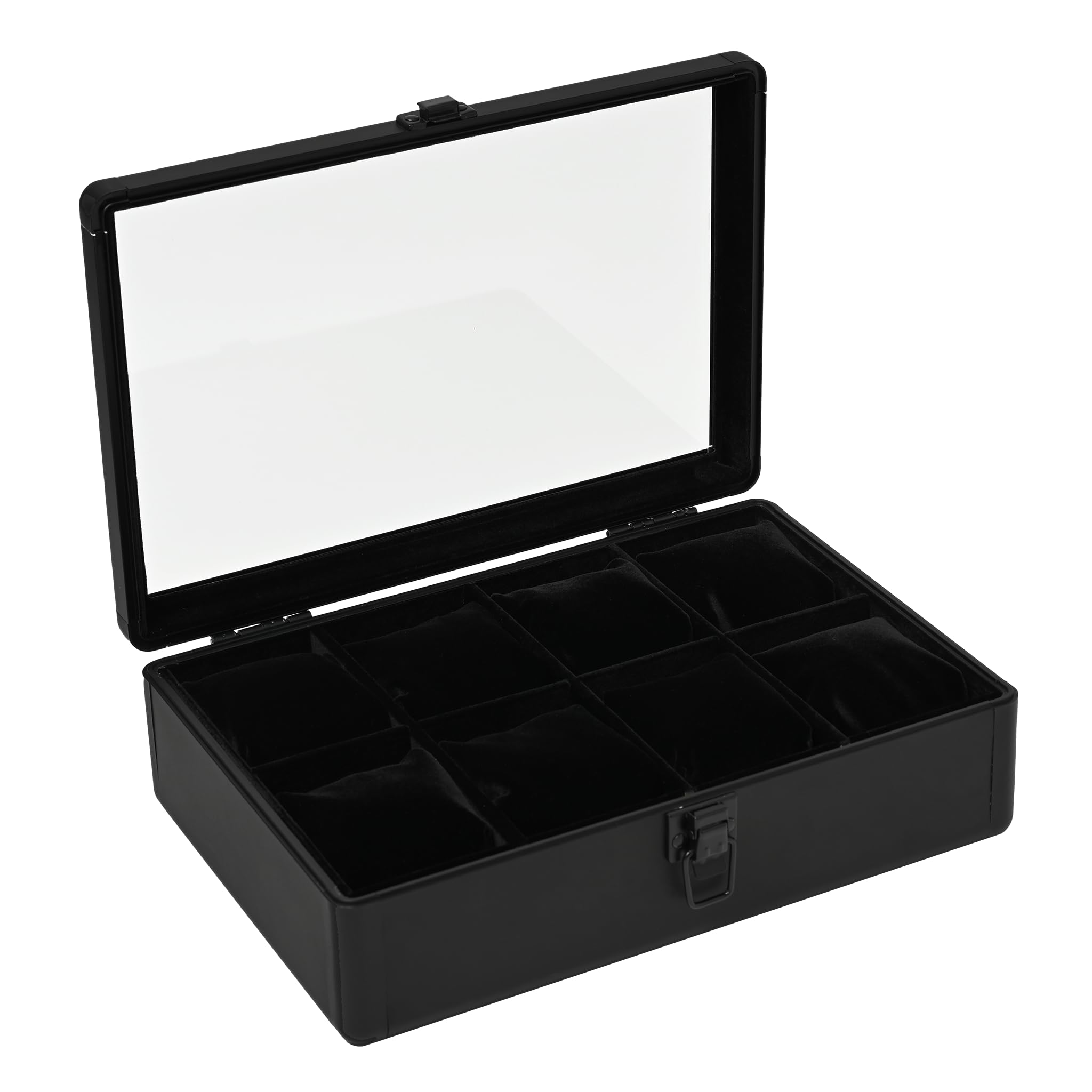 ES PRIMA Premium Time Box Watch Storage Case, Aluminum Collection Case for 8 Watches, Black