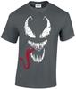 SpiderUnisex Charcoal Grey T Shirt Venom Face Tongue Marvel DC Deadpool Gym TopXmas