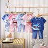 Conjunto de Algodão Verão Classe A Manga Curta para Crianças Meninos Meninas Pijama de Bebê Roupa para Ar Condicionado