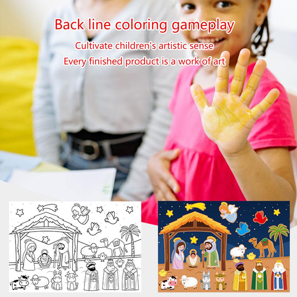 12pcs/lot Christmas Nativity Scene Stickers Set Religious Sticky Label Creative Activity DIY Decals Party Decor for Kids