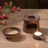 3 in 1 Coarse Pottery Candle Heating Tea Warmer Set Ceramics Japanese Reed Diffuser Essential Oil Furnace Household Home Decor