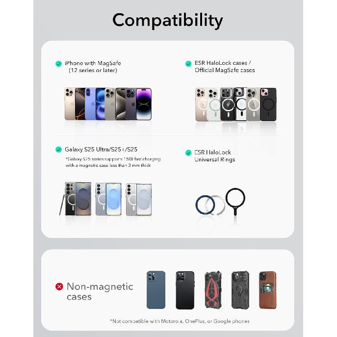 ESR for Qi2 15W MagSafe Car Mount Charger, Qi2-Certified Universal Dashboard/Tesla MagSafe Car Charger, Magnetic Wireless Charging, Adjustable Car