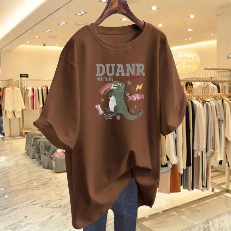 

Cartoon printed cotton short-sleeved t-shirt women s loose new large-size top bottoming shirt XXXL