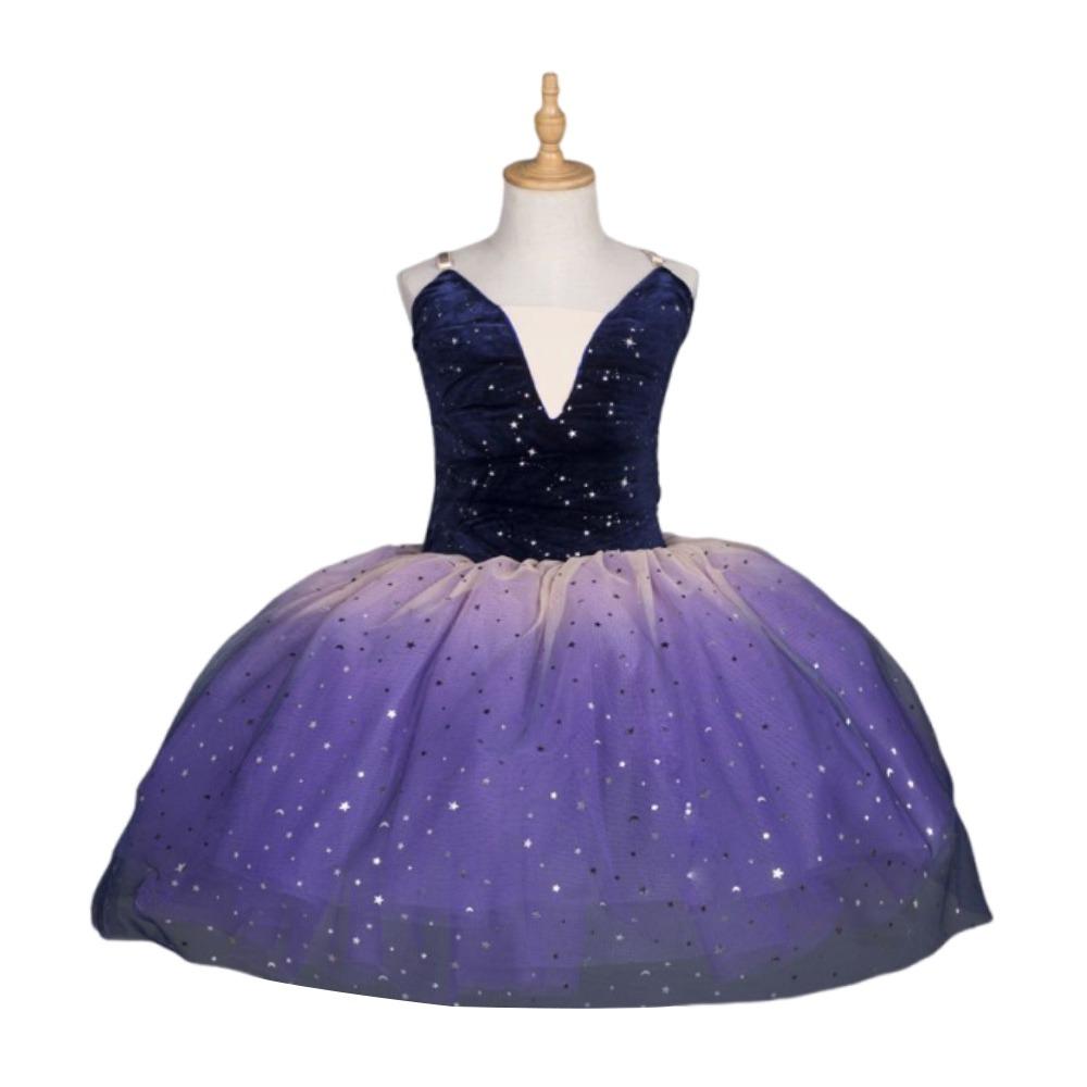 Adjustable Straps Kids Ballet Dress Sequin Princess Dress Fashion Ballet Tutu  Kids Girls 130CM фиолетовый