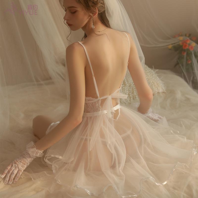 Yi Yue Lace Bridal Lingerie Set - Sexy See-through Wedding Dress Uniform 