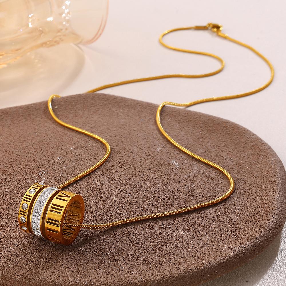 

2026 European and American Cross-border Diamond-encrusted Small Waist Pendant, 18K Gold-plated Light Luxury Trend Necklace Women 54CM