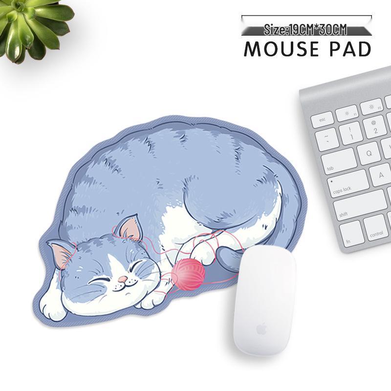 Small Cute Orange Cat Mouse Pad with Non-Slip Edge, Wrist Support, and Creative Design for Laptop Use