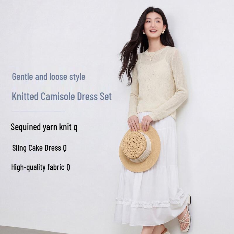 FivePlus Sequin Knit Two-Piece Dress Set XL синий