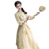 Women's Retro Chinese Buttoned Cheongsam Dress - Spring/Autumn Long Skirt