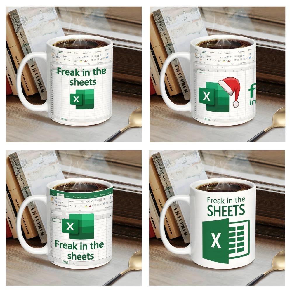 Excel-Freak im Bett, Weiße Tasse, Frühstückskaffee und Tee, Wasserbecher, Weihnachtsgeschenk, Strumpffüller
