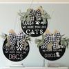 Charming Country Wooden Door Plaque With Cute Checkered Bow For Pet Lovers Home Decor
