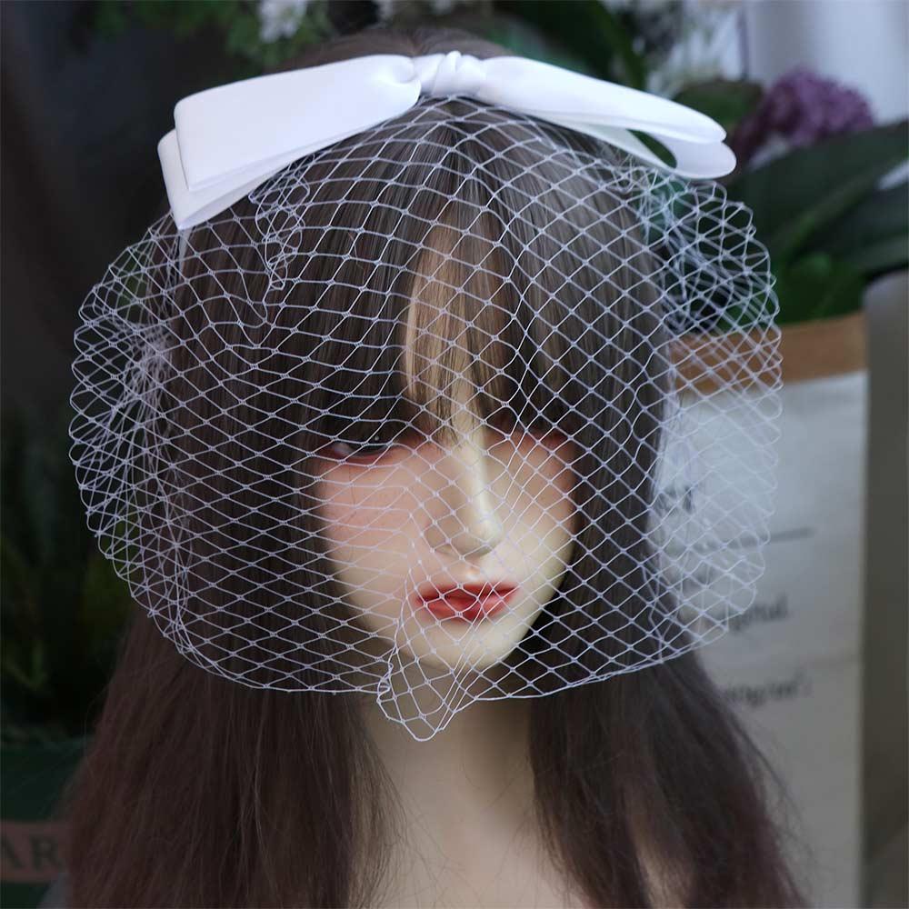 French Style Bride Veils Satin Bow Wedding Headband Exquisite Bridal Headwear Tiara
